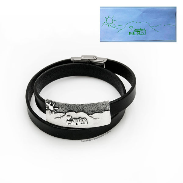 BRANSOLETKA Z RYSUNKU DZIECKA - DOMEK DLA TATY