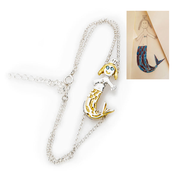 BRANSOLETKA Z RYSUNKU DZIECKA - SYRENKA O TOPAZOWYCH OCZACH 🧜♀️