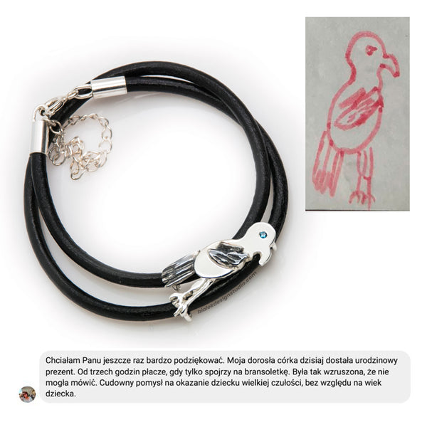 BRANSOLETKA Z RYSUNKU DZIECKA - ORZEŁ Z TOPAZEM W OKU 🦅