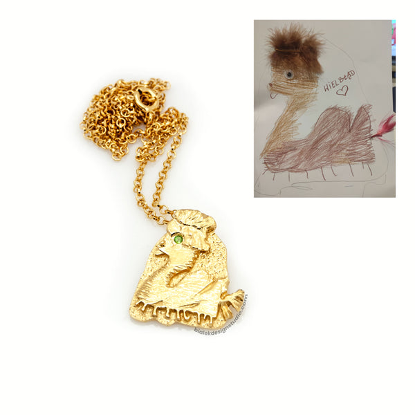 NASZYJNIK Z RYSUNKU DZIECKA - WIELBŁĄDEK Z DIOPSYDEM W OKU 🐫