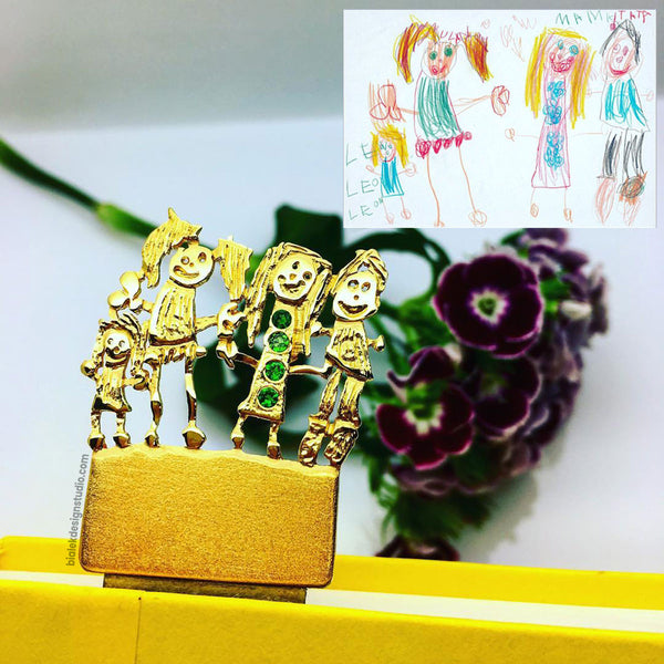 CUSTOM  BOOKMARK FROM CHILD'S DRAWING - A DIOPSIDE BUTTONS