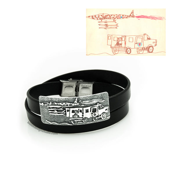 CUSTOM BRACELET FROM CHILD'S DRAWING - FOR THE PARAMEDIC FROM HIS OWN CHILDHOOD DRAWING